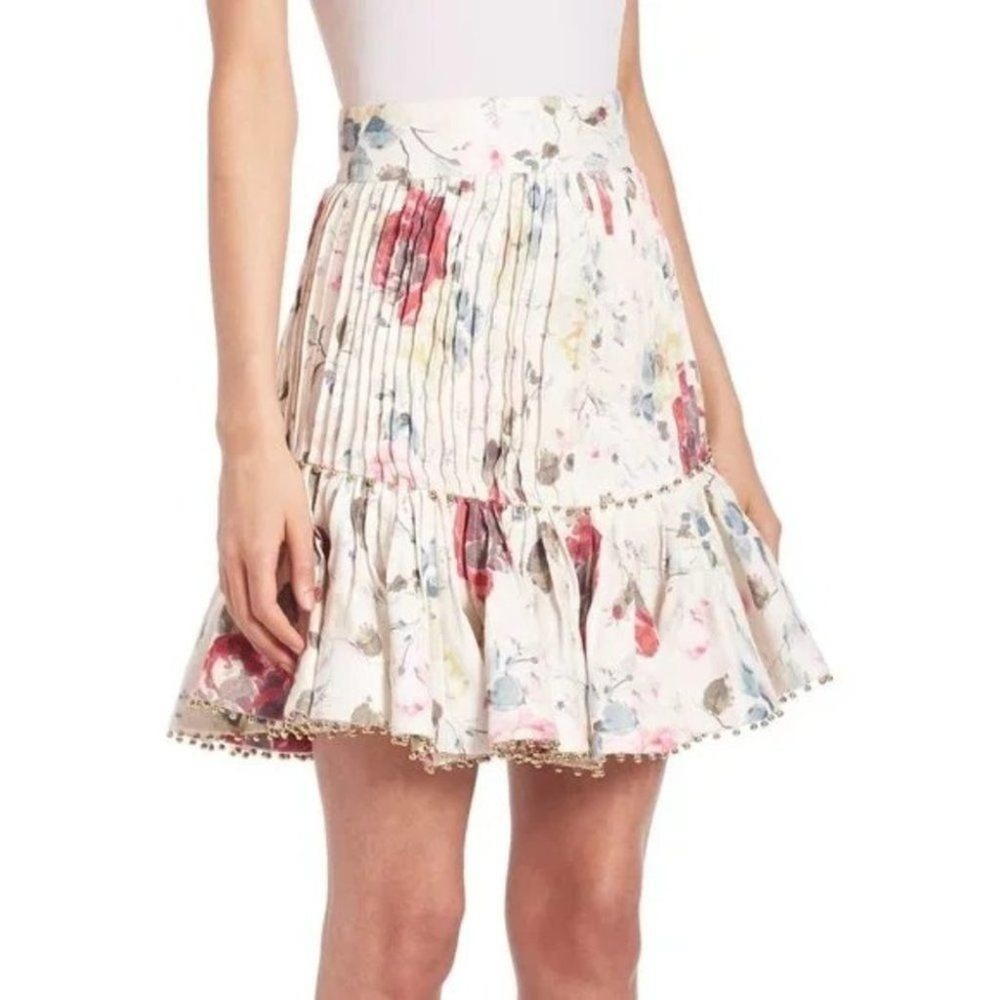 RARE Zimmermann Mischief Tuck Beaded Linen Skirt BNWT! Size 0 XS